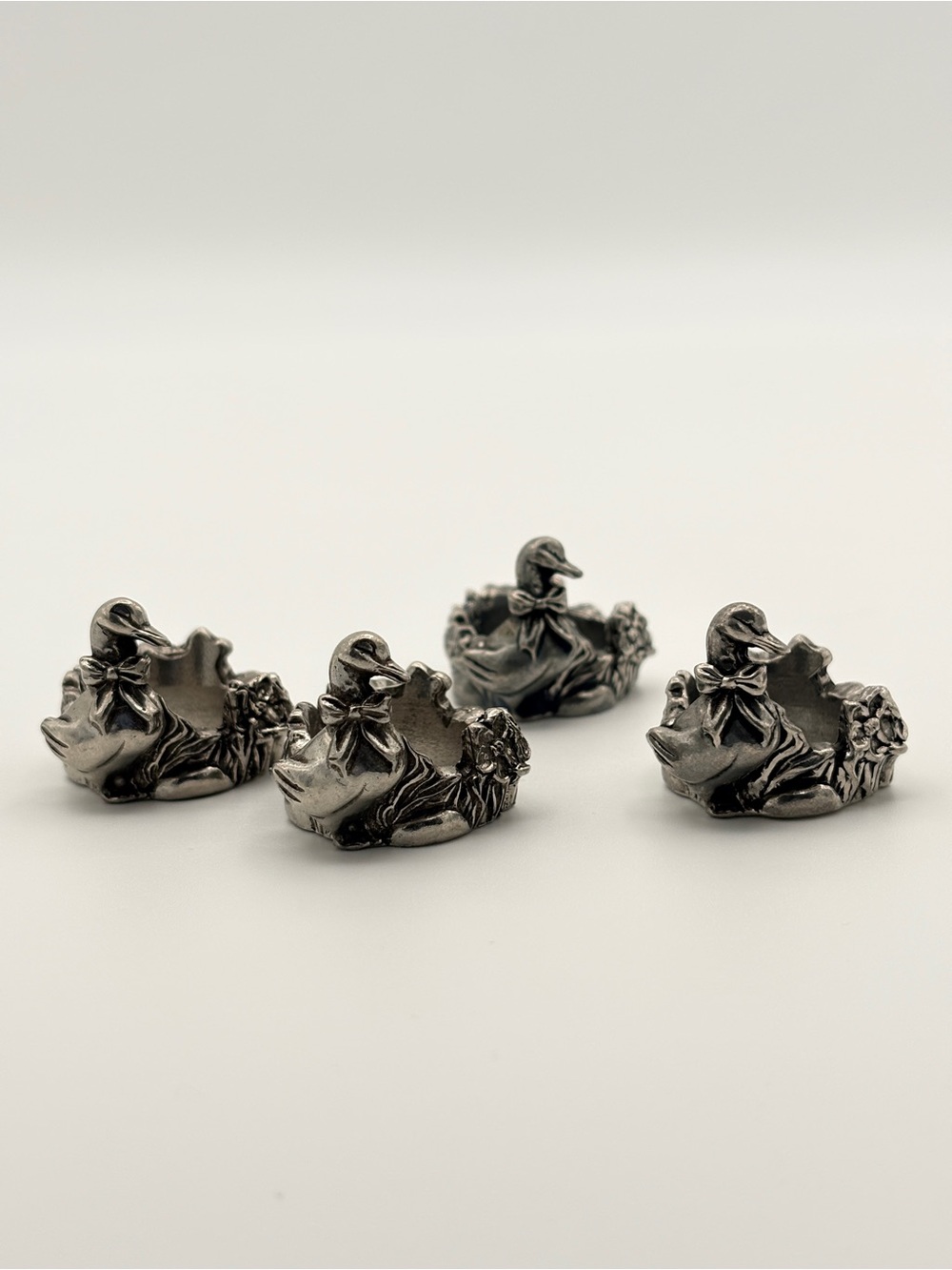 Seagull Pewter Napkin Rings Candle Rings Duck Goose Canada 1986 Set of 4